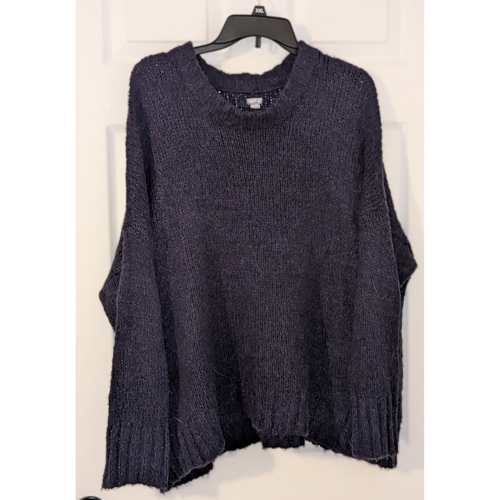 Aerie Navy Blue Oversized Chunky Knit‎ Crewneck Pullover Sweater Womens Medium